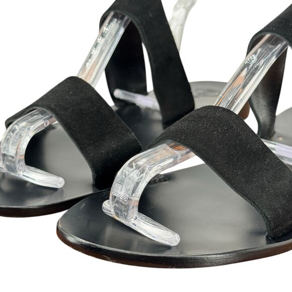 Da Costanzo Capri Double Strap Leather Sandal Slide Flats 40 Women's Black Italy - Picture 7 of 11